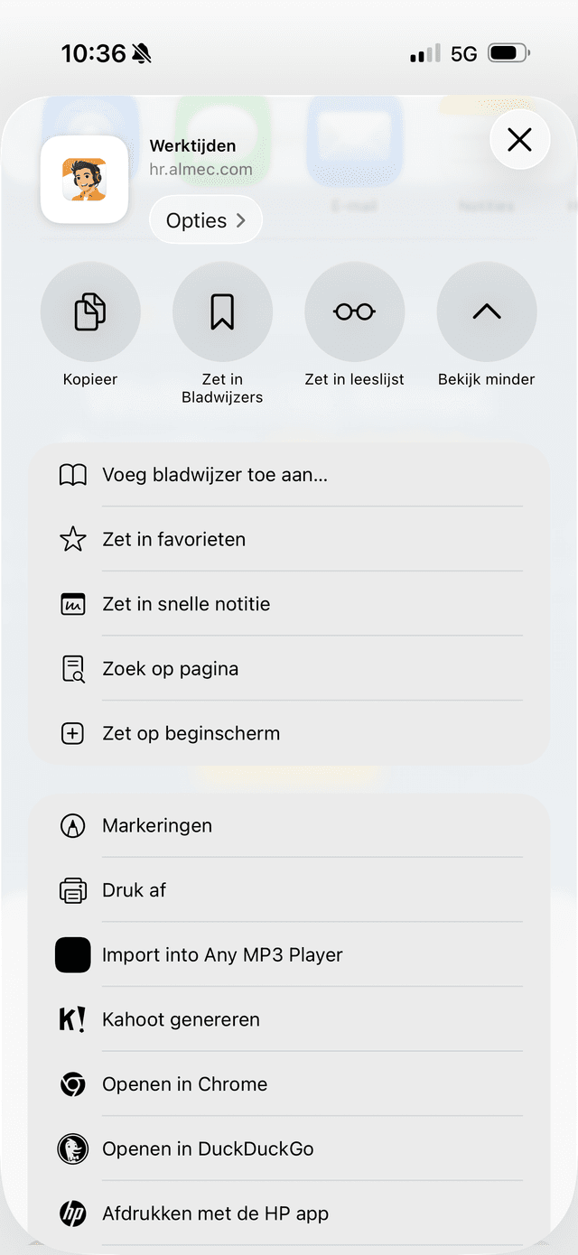 Kies "Zet op beginscherm"